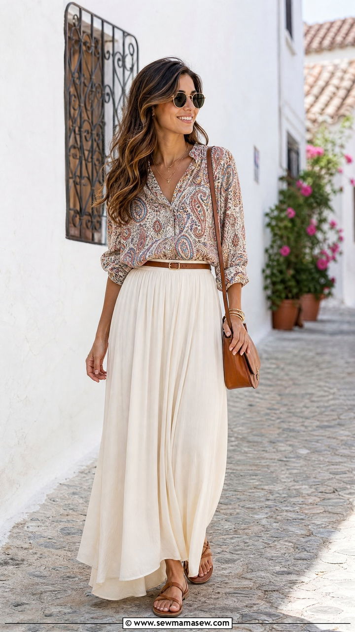 Paisley Top With A Maxi Skirt - 20 paisley top outfit ideas