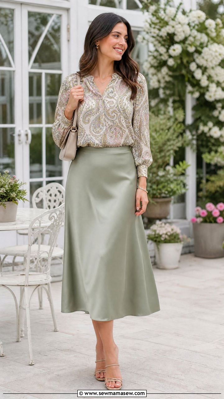 Paisley Top With A Midi Skirt - 20 paisley top outfit ideas