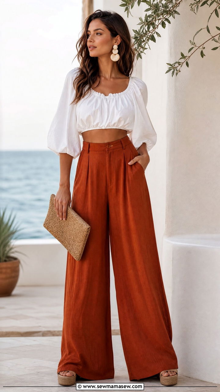 Peasant Blouse With Palazzo Pants - 20 peasant blouse outfit ideas