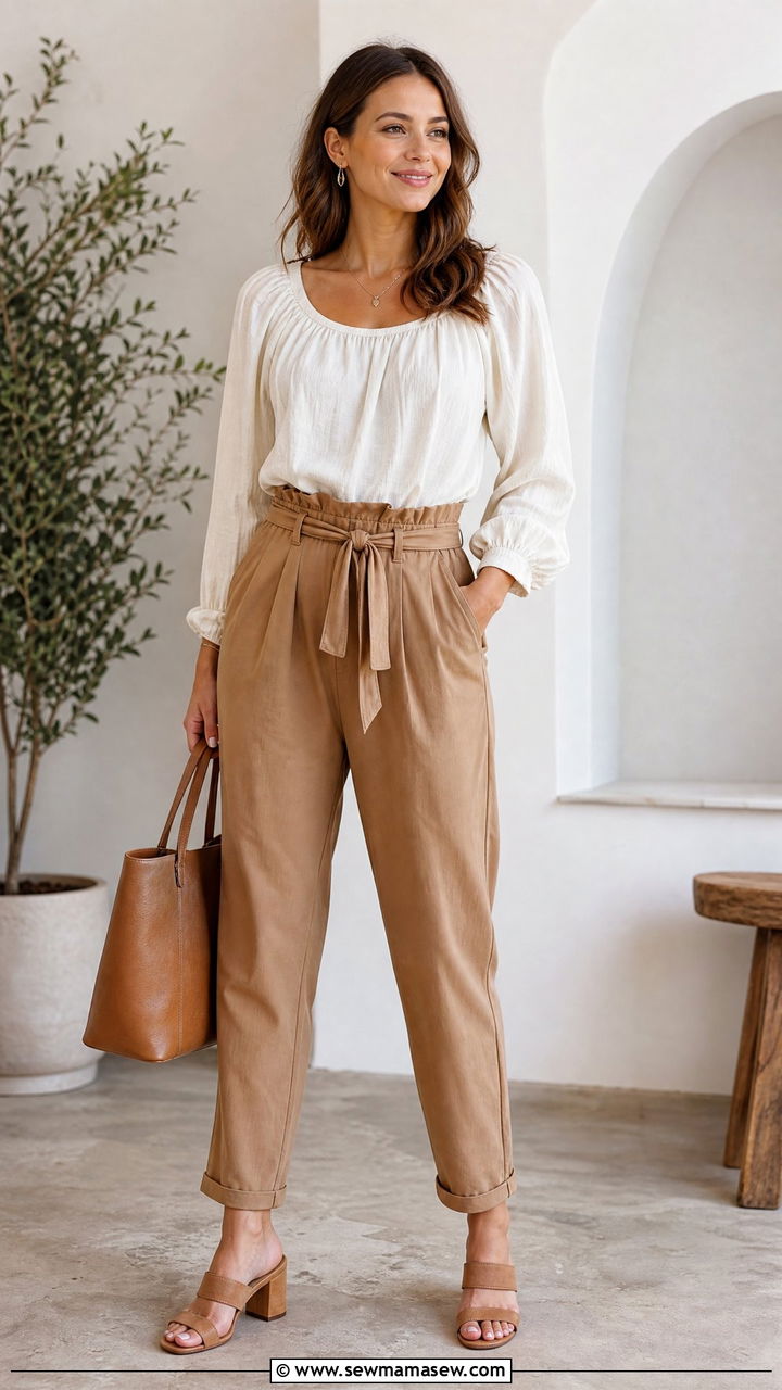 Peasant Blouse With Paperbag Pants - 20 peasant blouse outfit ideas