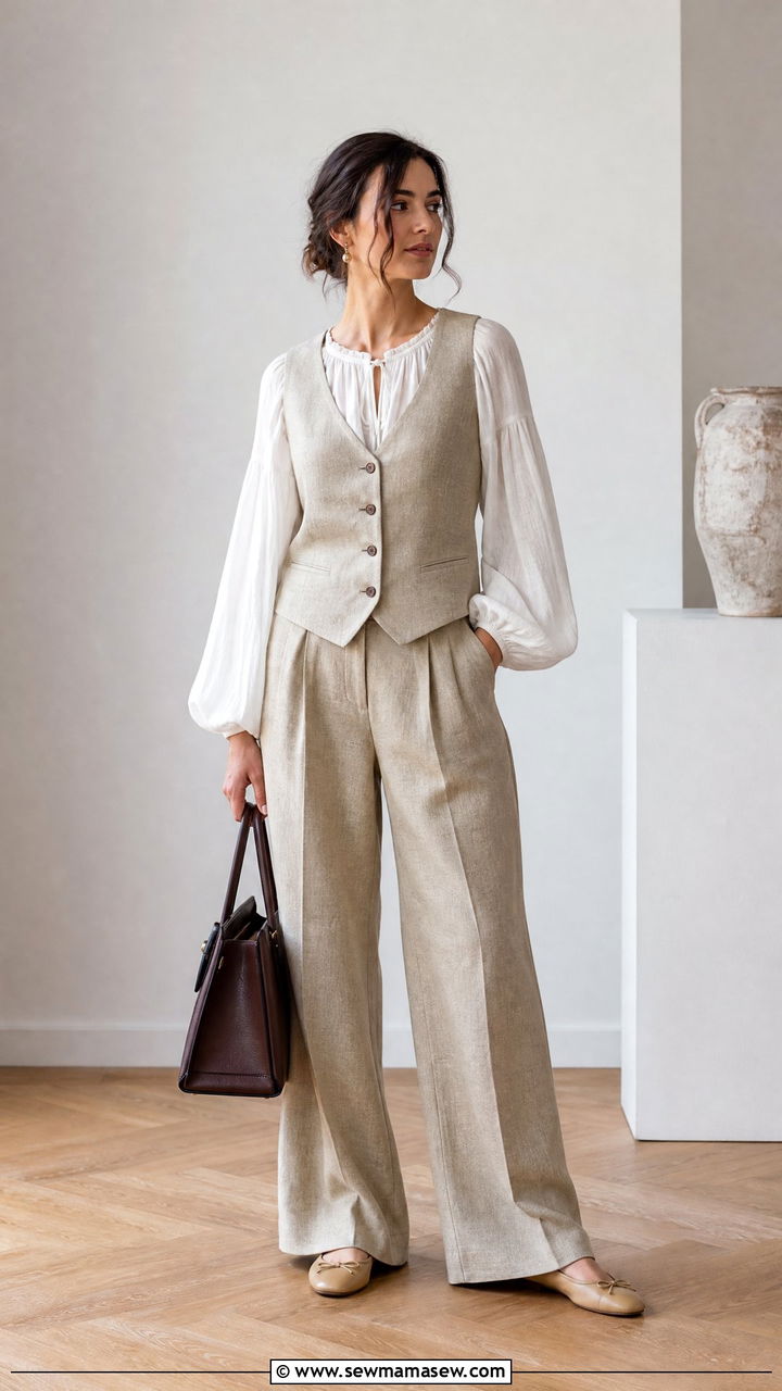 Peasant Blouse With Vest And Trousers - 20 peasant blouse outfit ideas