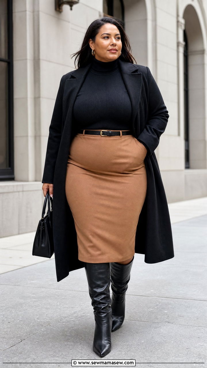 Pencil Skirt Outfit With Turtleneck - 20 plus size pencil skirt outfit ideas