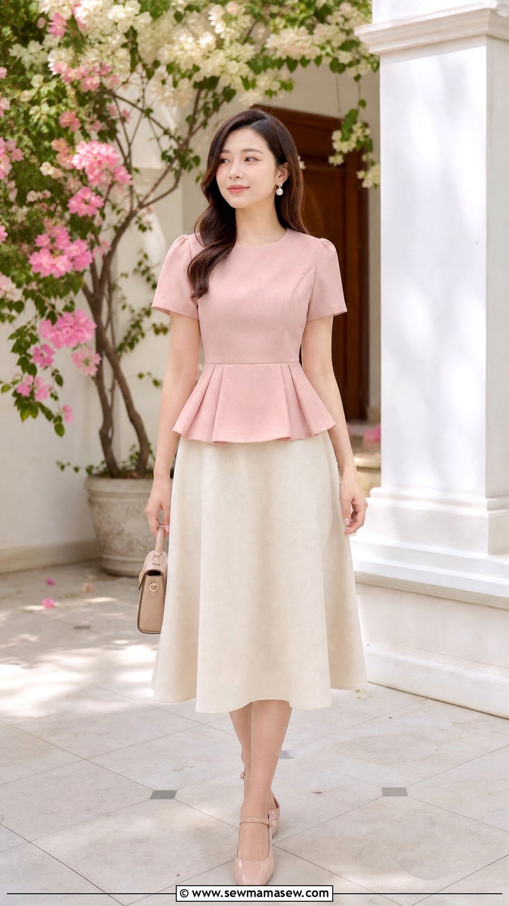 Peplum Blouse With A Line Skirt - 20 peplum blouse outfit ideas