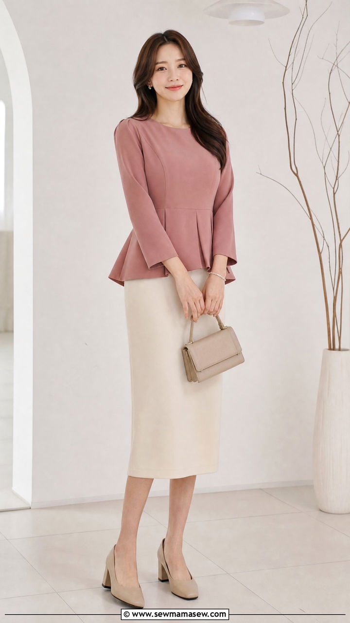 Peplum Top With Straight Skirt Outfit - 20 church tops outfit ideas
