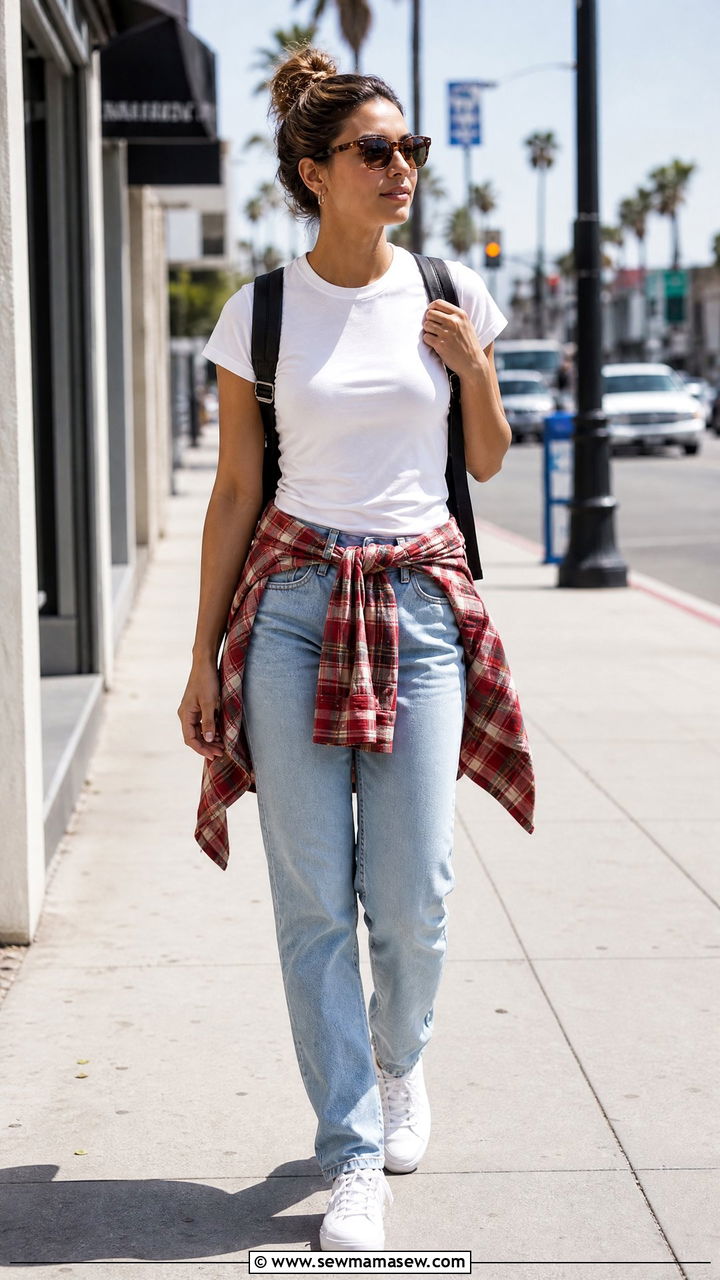 Plaid Shirt Tied Around The Waist - 20 plaid shirt outfit ideas