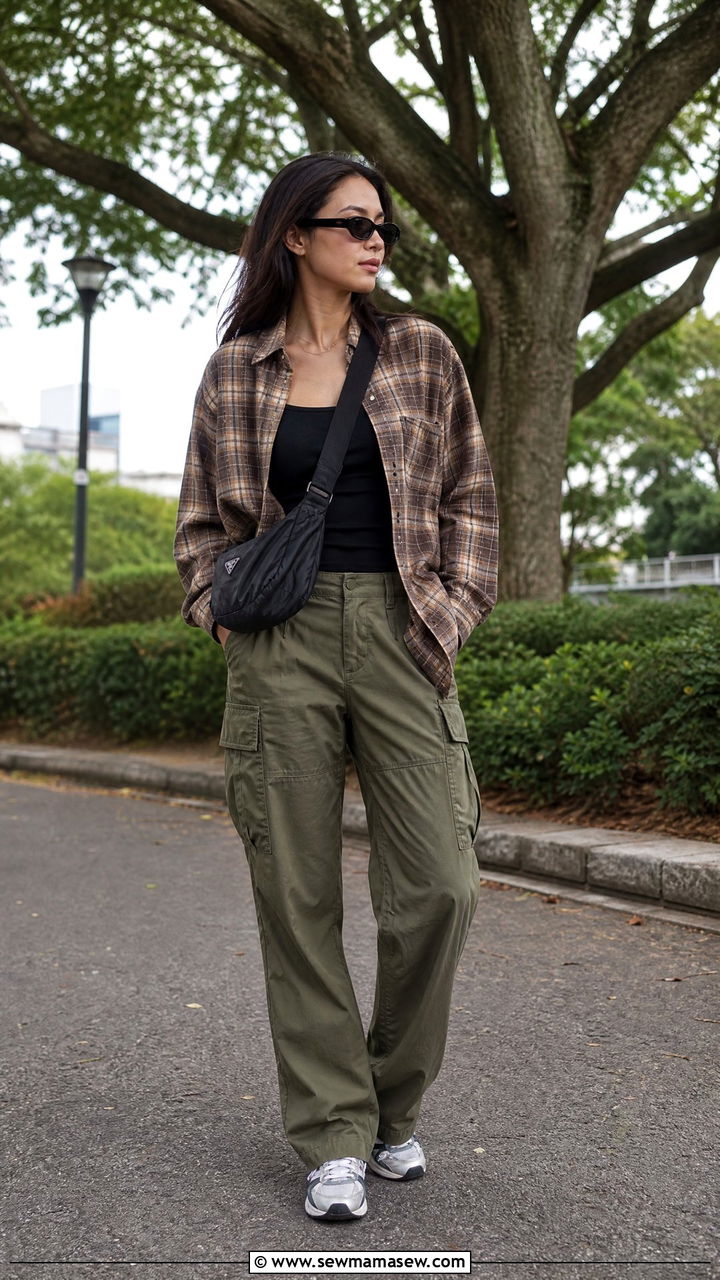 Plaid Shirt With Cargo Pants - 20 plaid shirt outfit ideas