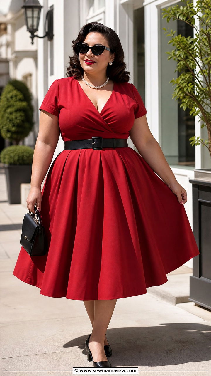 Plus Size 1950s Swing Dress Outfit - 20 plus size vintage outfit ideas