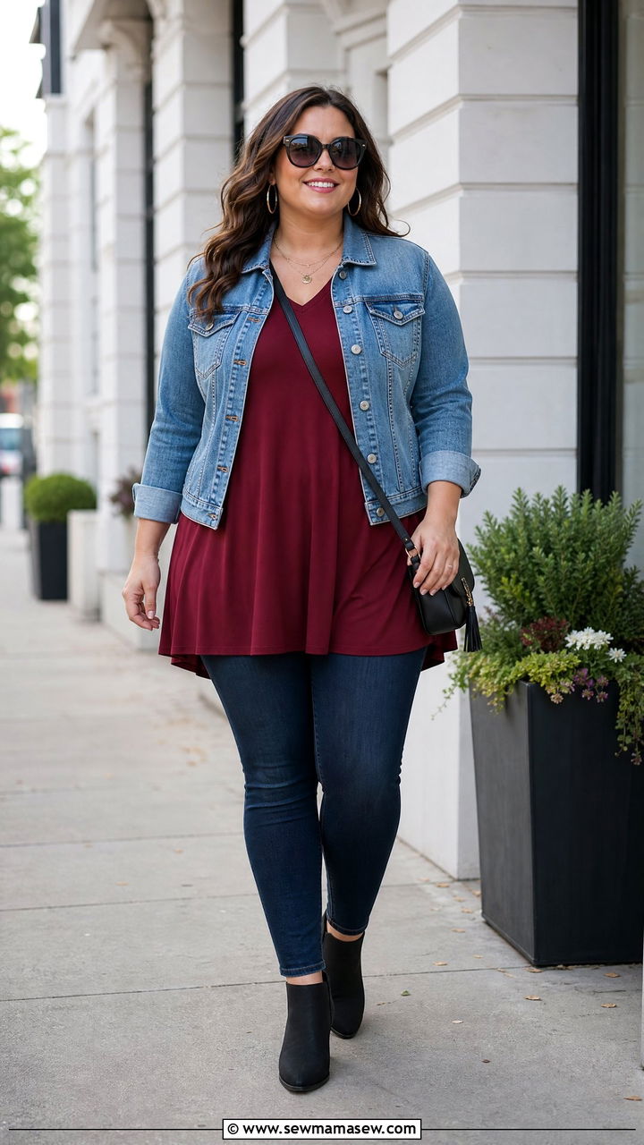 Plus Size A Line Top With Skinny Jeans - 20 plus size a line top outfit ideas