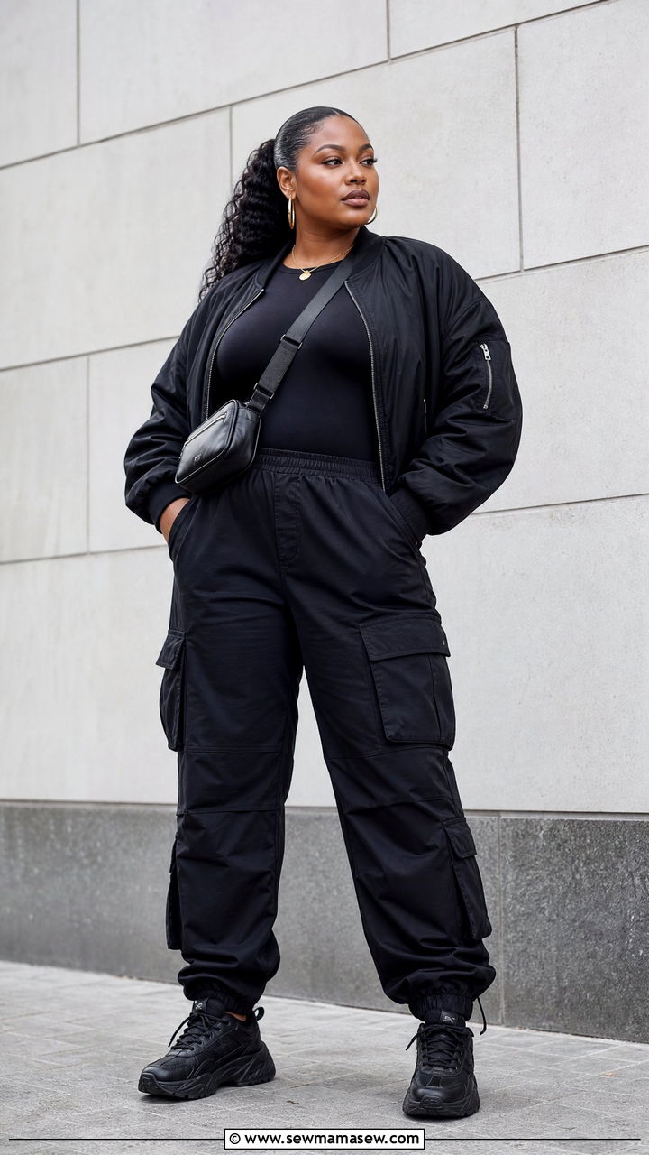 Plus Size All Black Cargo Pants Outfit - 20 plus size all black outfit ideas