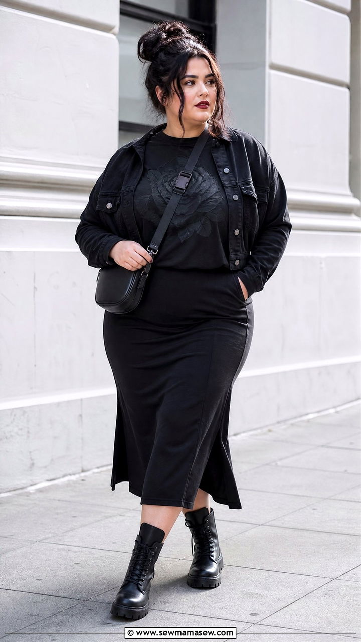 Plus Size All Black Graphic Tee Outfit - 20 plus size all black outfit ideas