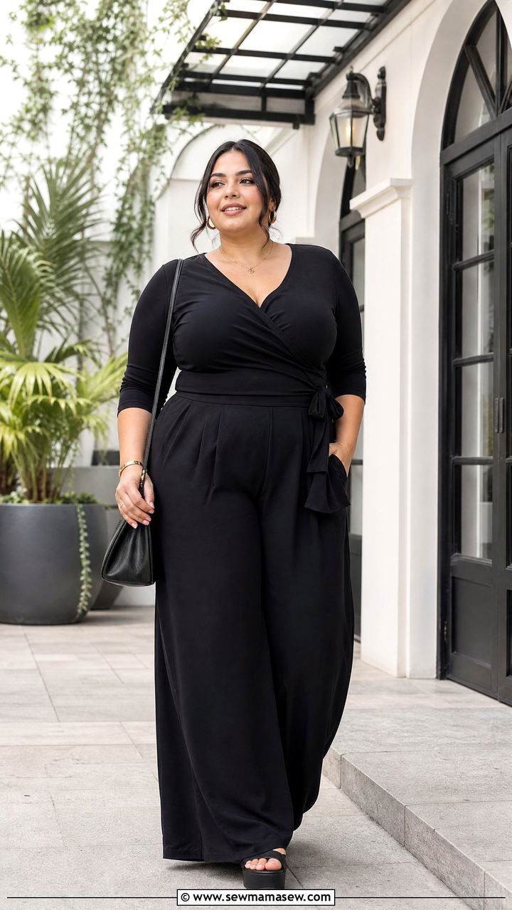 Plus Size All Black Palazzo Pants Outfit - 20 plus size all black outfit ideas