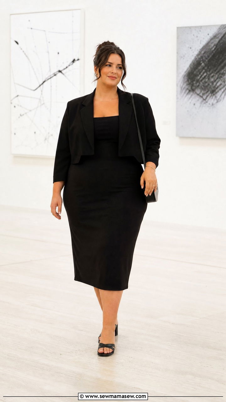 Plus Size All Black Slip Dress Outfit - 20 plus size all black outfit ideas
