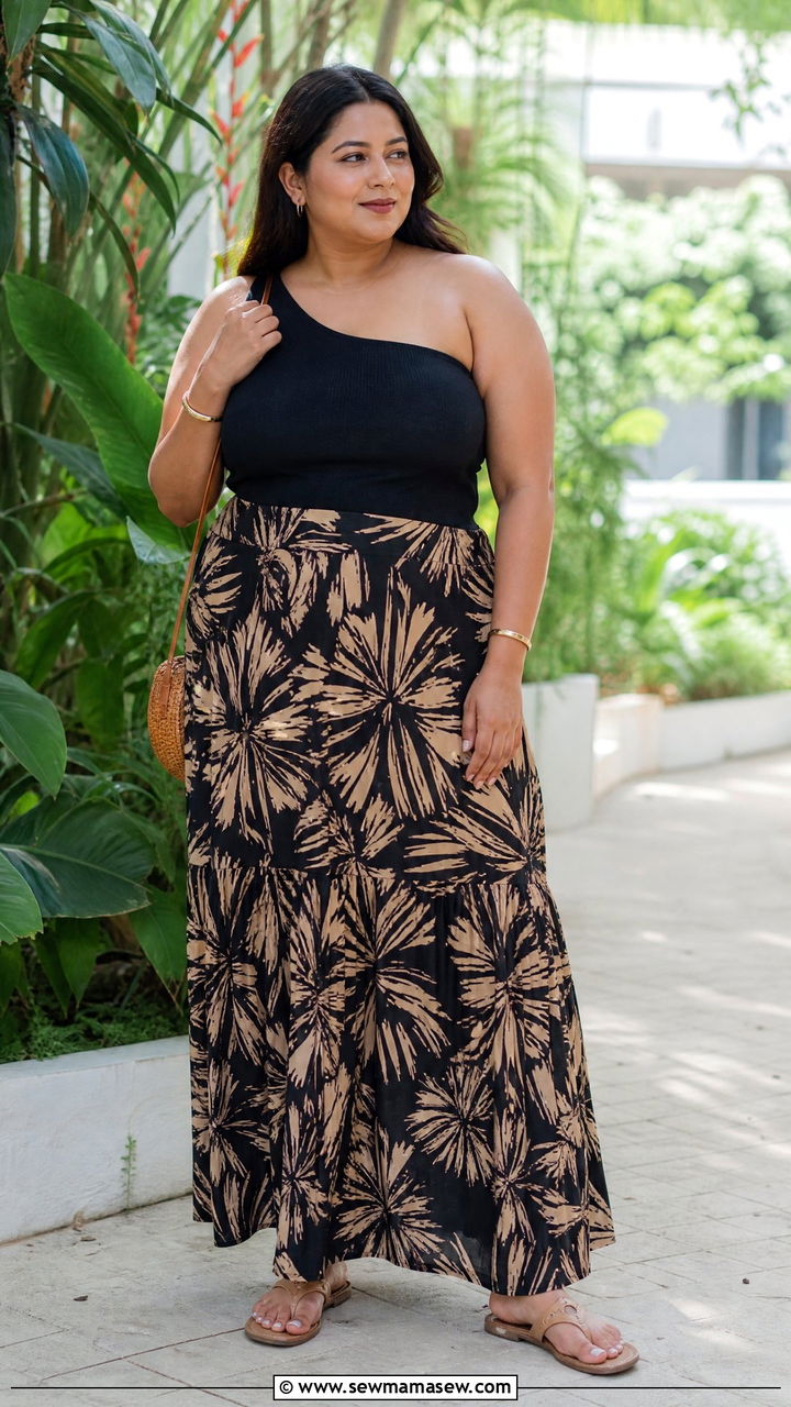 Plus Size Asymmetrical Top With Maxi Skirt - 20 plus size asymmetrical top outfit ideas