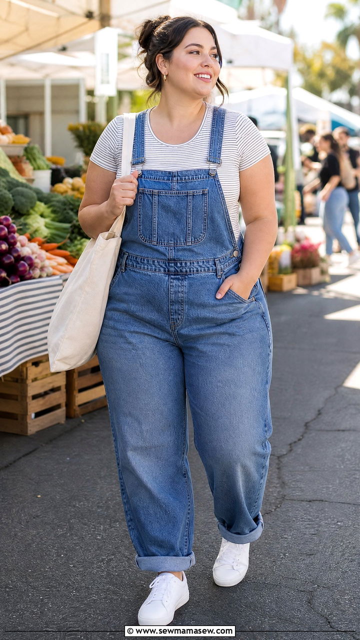 Plus Size Baby Tee With Overalls - 20 plus size baby tee outfit ideas