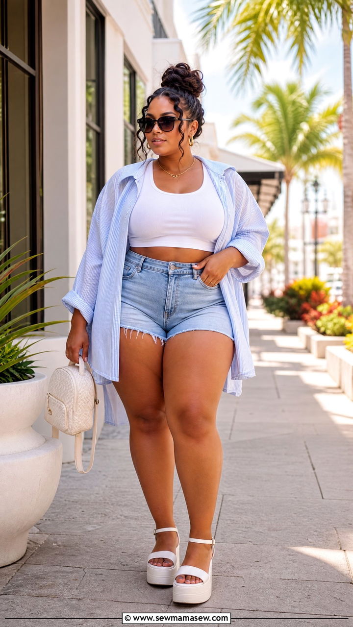 Plus Size Baddie Denim Shorts Outfit - 20 plus size baddie outfit ideas