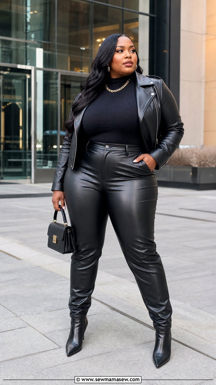 Plus Size Baddie Faux Leather Pants Outfit - 20 plus size baddie outfit ideas