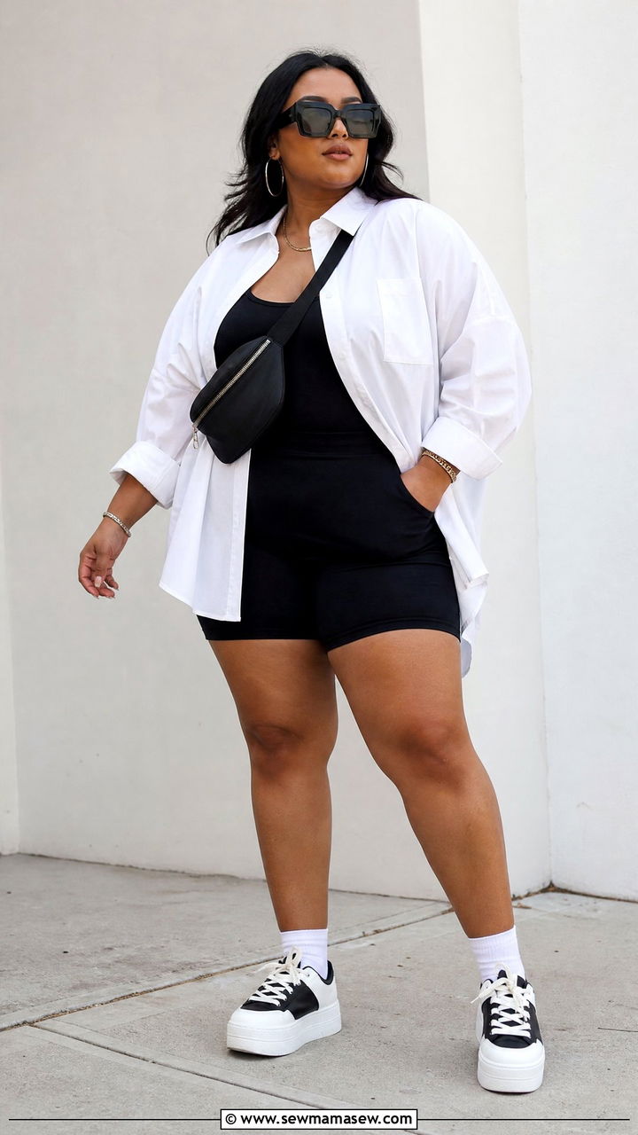 Plus Size Baddie Oversized Shirt Outfit - 20 plus size baddie outfit ideas