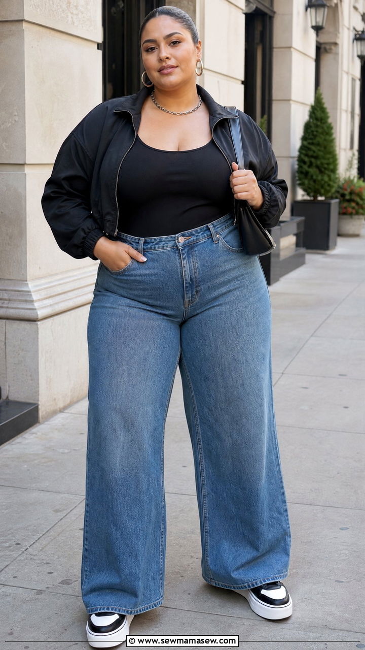 Plus Size Baddie Wide Leg Jeans Outfit - 20 plus size baddie outfit ideas