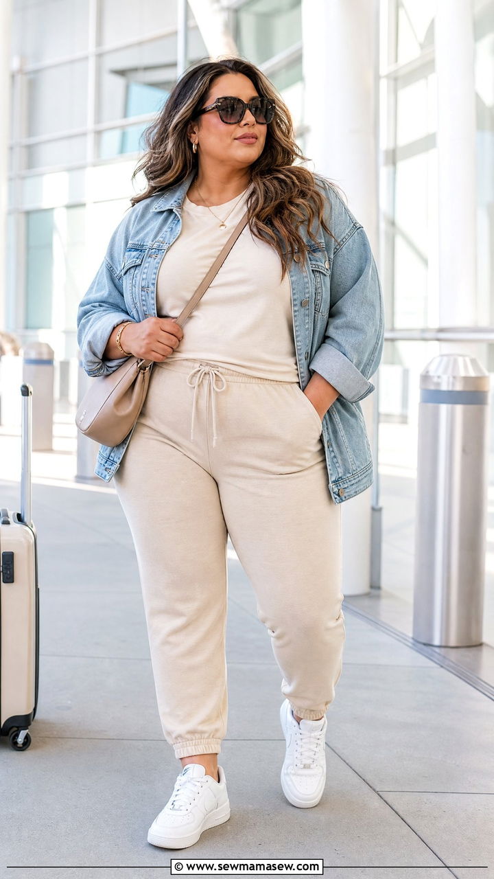 Plus Size Basic Tee With Joggers - 20 plus size basic tee outfit ideas