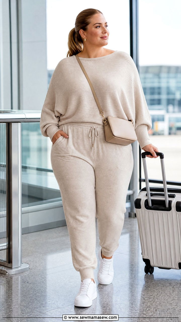 Plus Size Batwing Top With Joggers - 20 plus size batwing top outfit ideas
