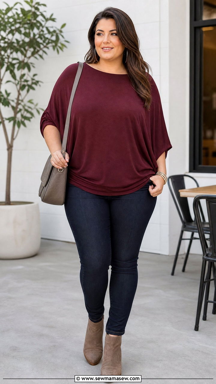 Plus Size Batwing Top With Skinny Jeans - 20 plus size batwing top outfit ideas