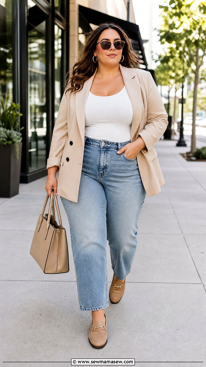 Plus Size Beige Blazer Outfit - 20 plus size beige outfit ideas