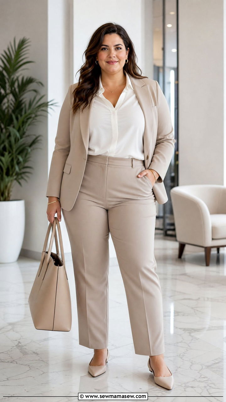 Plus Size Beige Work Outfit - 20 plus size beige outfit ideas