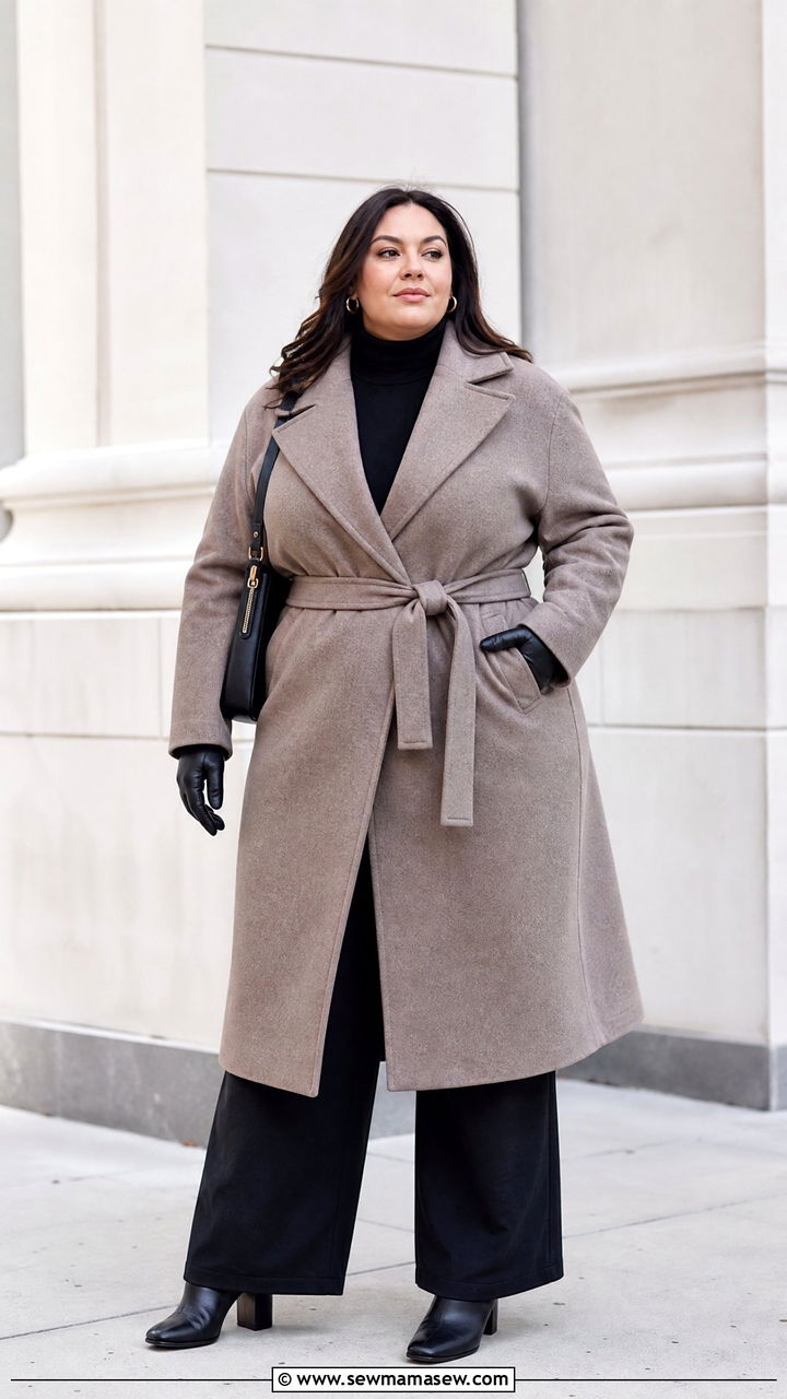 Plus Size Belted Coat Outfit - 20 plus size winter coat outfit ideas