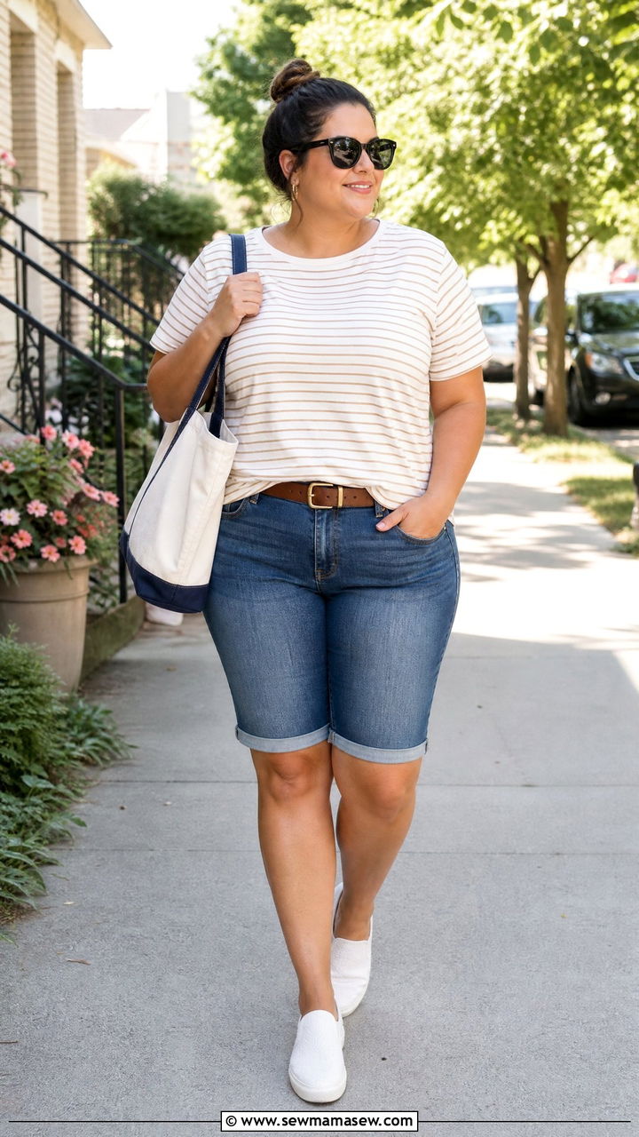 Plus Size Bermuda Shorts Casual Outfit - 20 plus size bermuda shorts outfit ideas