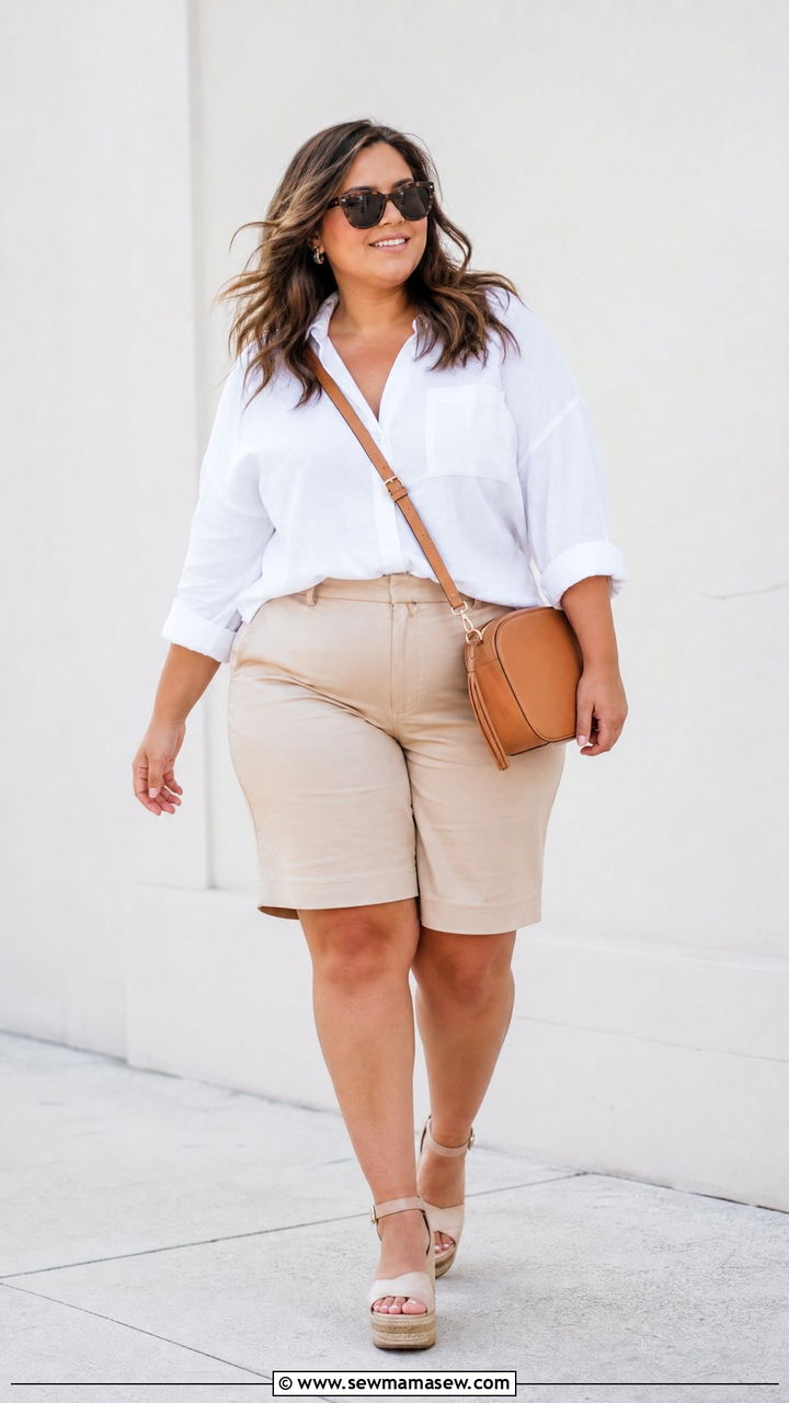 Plus Size Bermuda Shorts Outfit - 20 plus size summer outfit ideas for hot weather