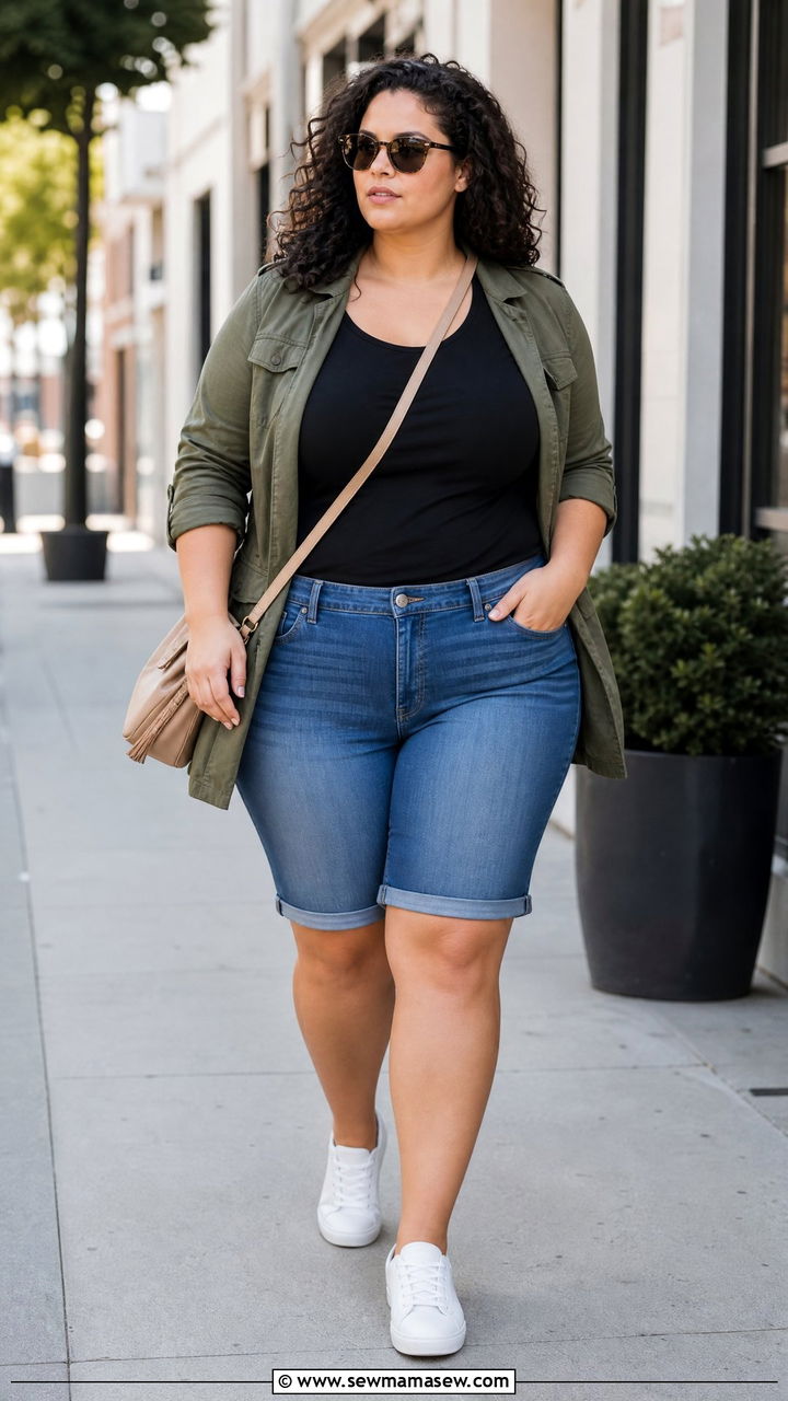 Plus Size Bermuda Shorts With Sneakers Outfit - 20 plus size bermuda shorts outfit ideas