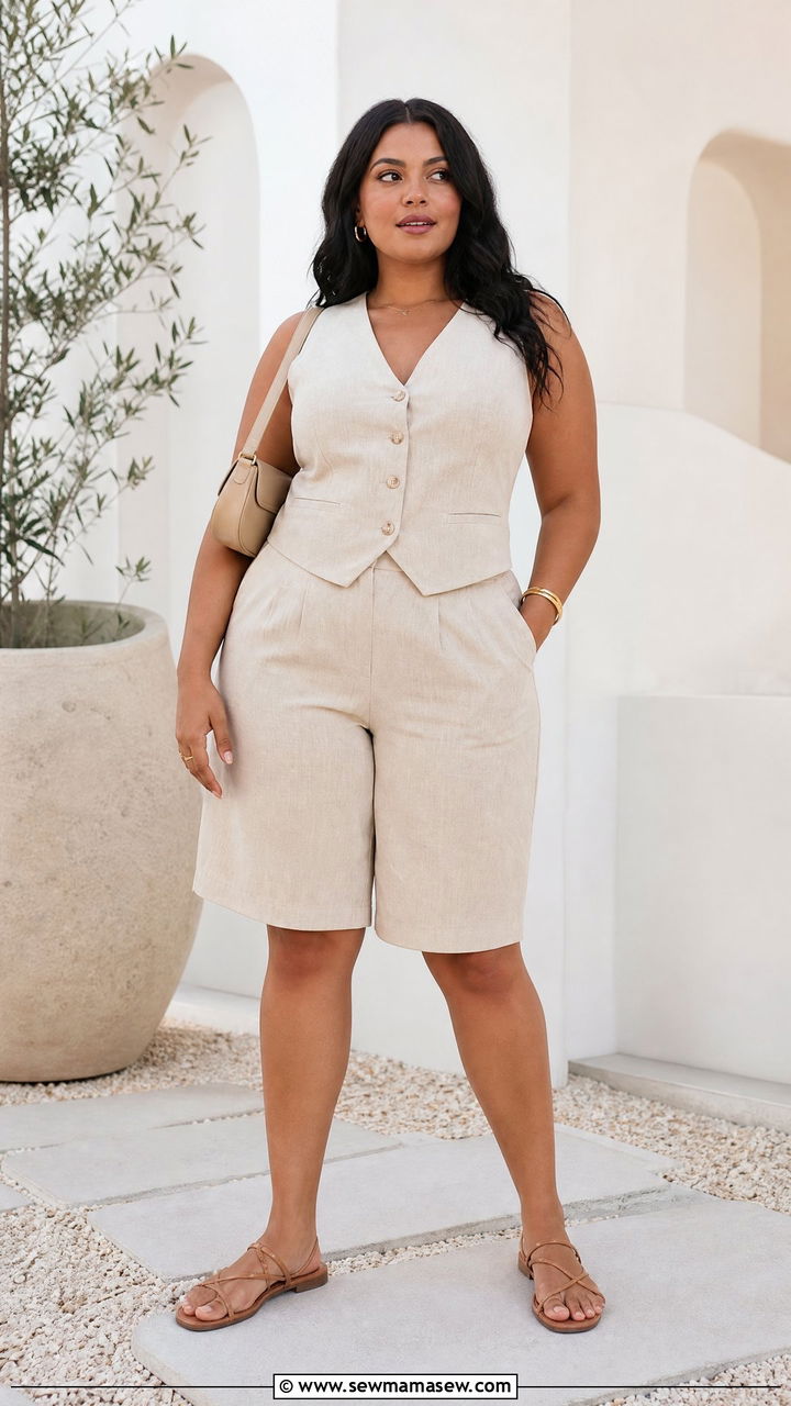 Plus Size Bermuda Shorts With Vest Outfit - 20 plus size bermuda shorts outfit ideas