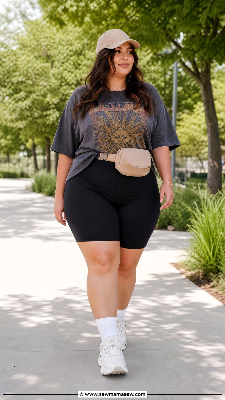 Plus Size Bike Shorts Outfit - 20 plus size casual summer outfit ideas
