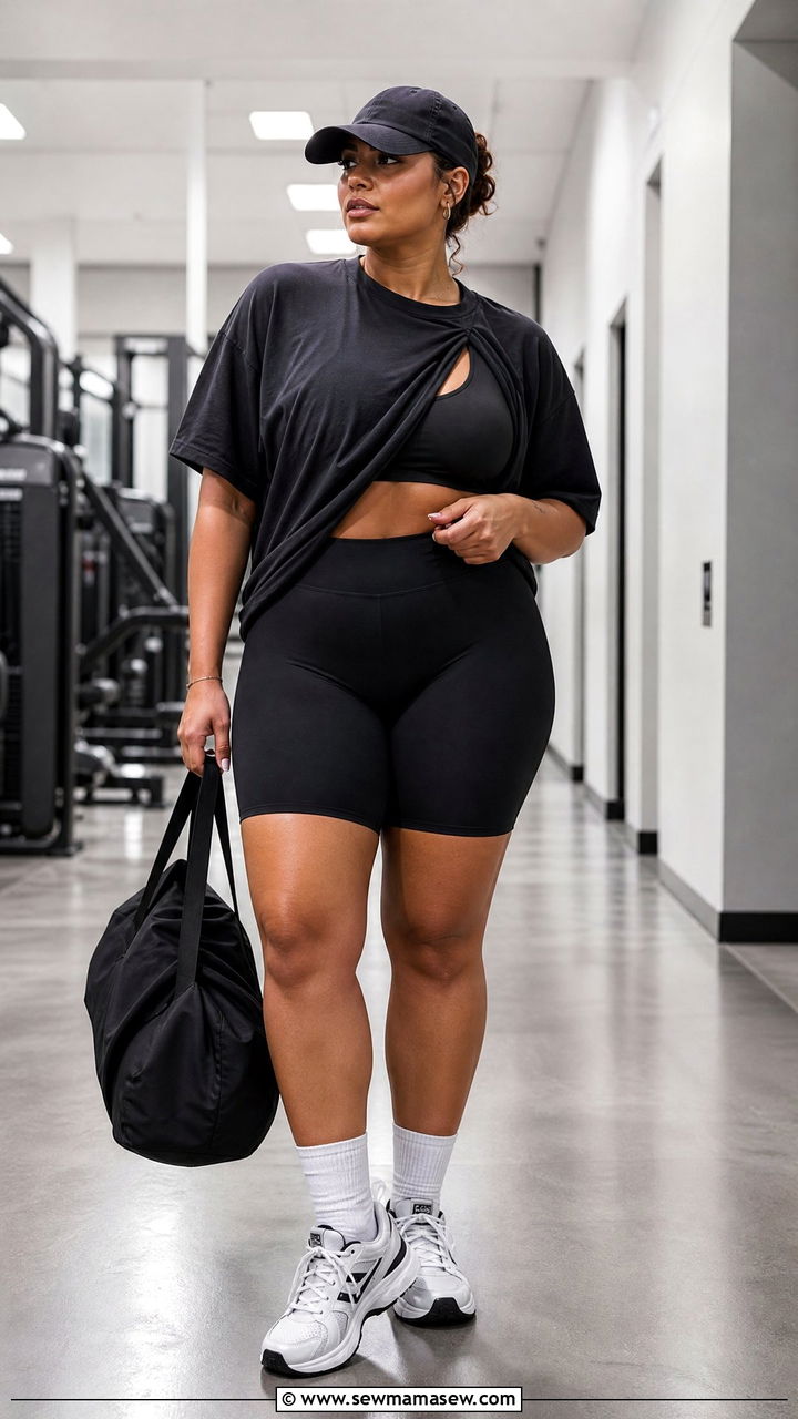 Plus Size Biker Shorts Gym Outfit - 20 plus size gym outfit ideas