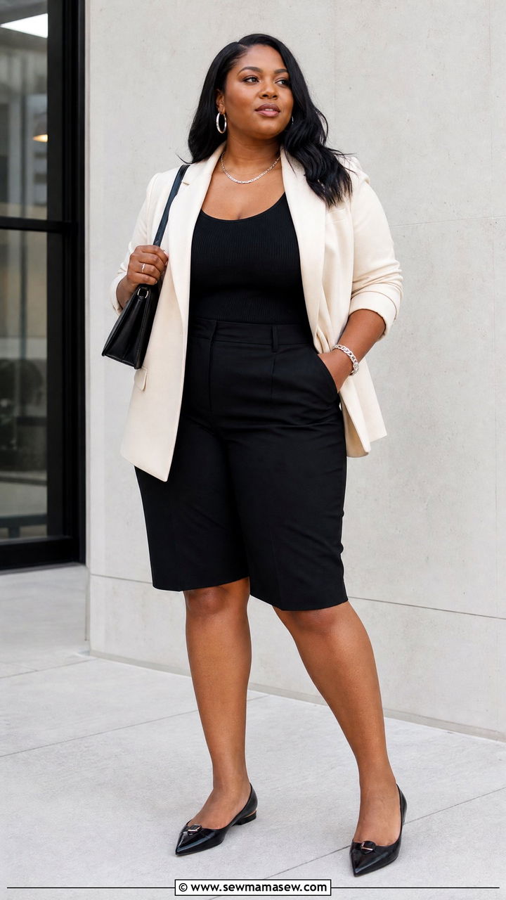Plus Size Black Bermuda Shorts Outfit - 20 plus size bermuda shorts outfit ideas
