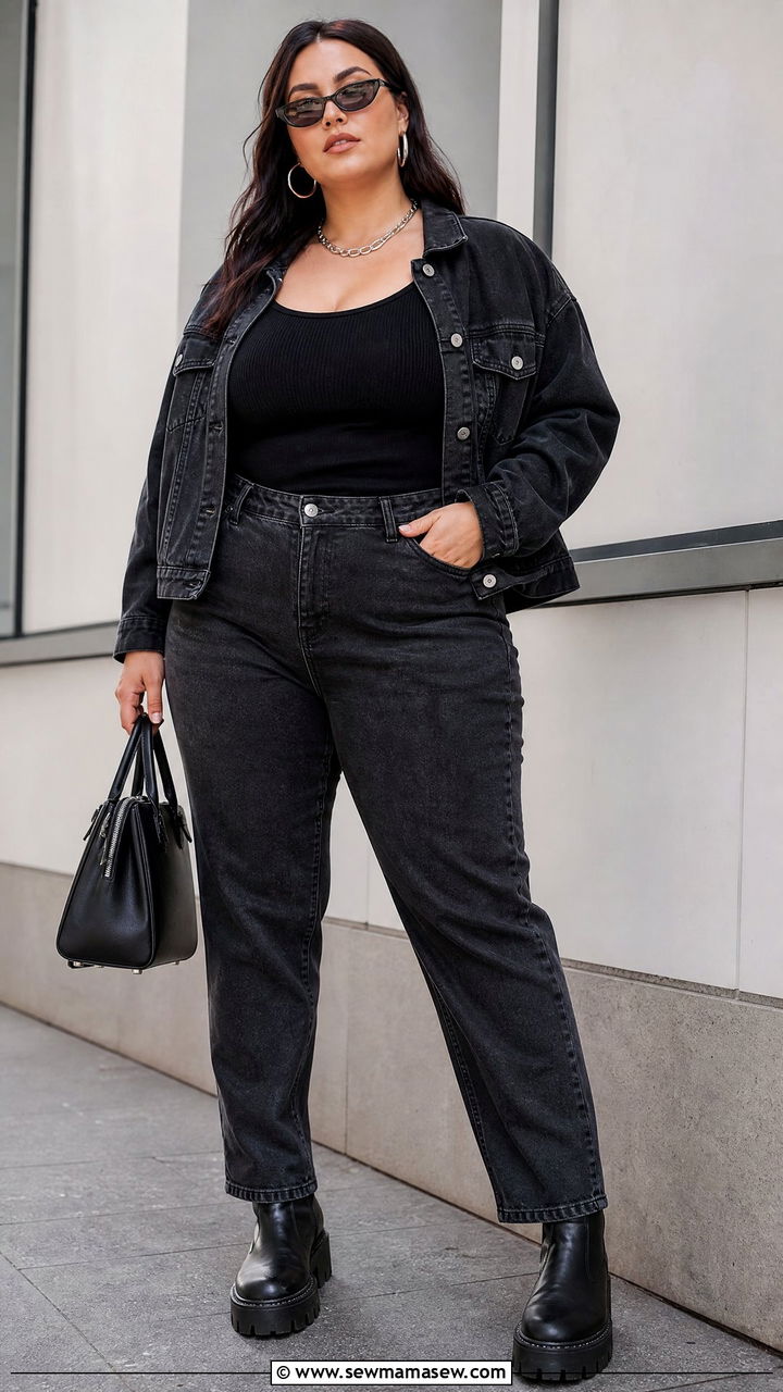 Plus Size Black Denim Outfit - 20 plus size edgy outfit ideas