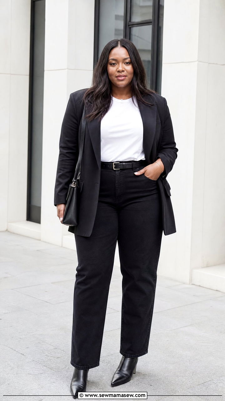 Plus Size Black Jeans And Blazer Outfit - 20 plus size outfits to look slimmer