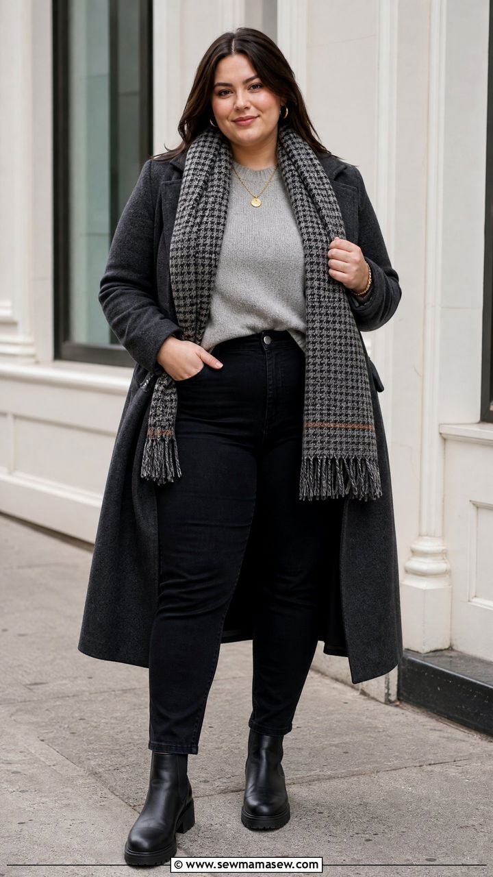 Plus Size Black Jeans With Chelsea Boots And Sweater - 20 plus size winter outfit ideas with boots