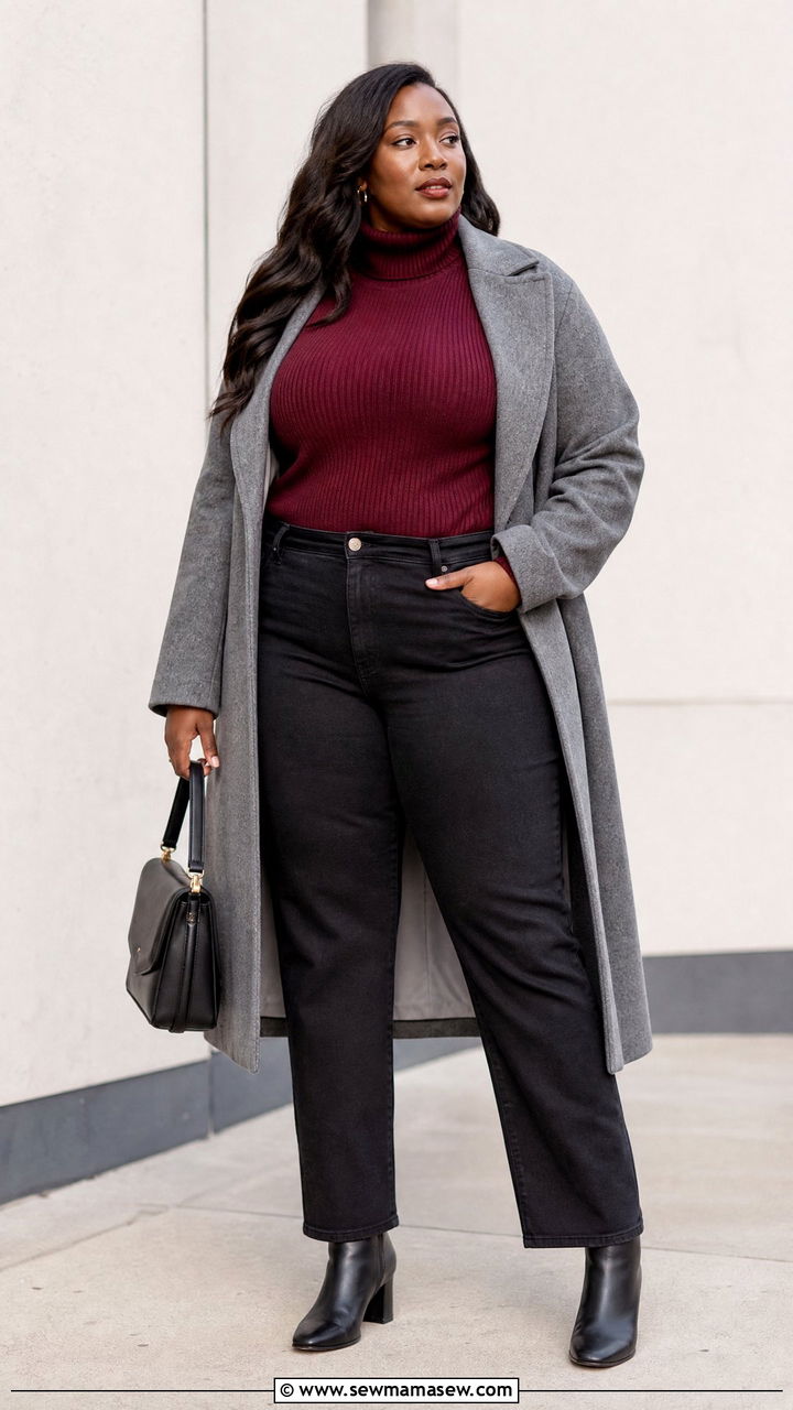 Plus Size Black Jeans With Turtleneck - 20 plus size fall outfit ideas with jeans