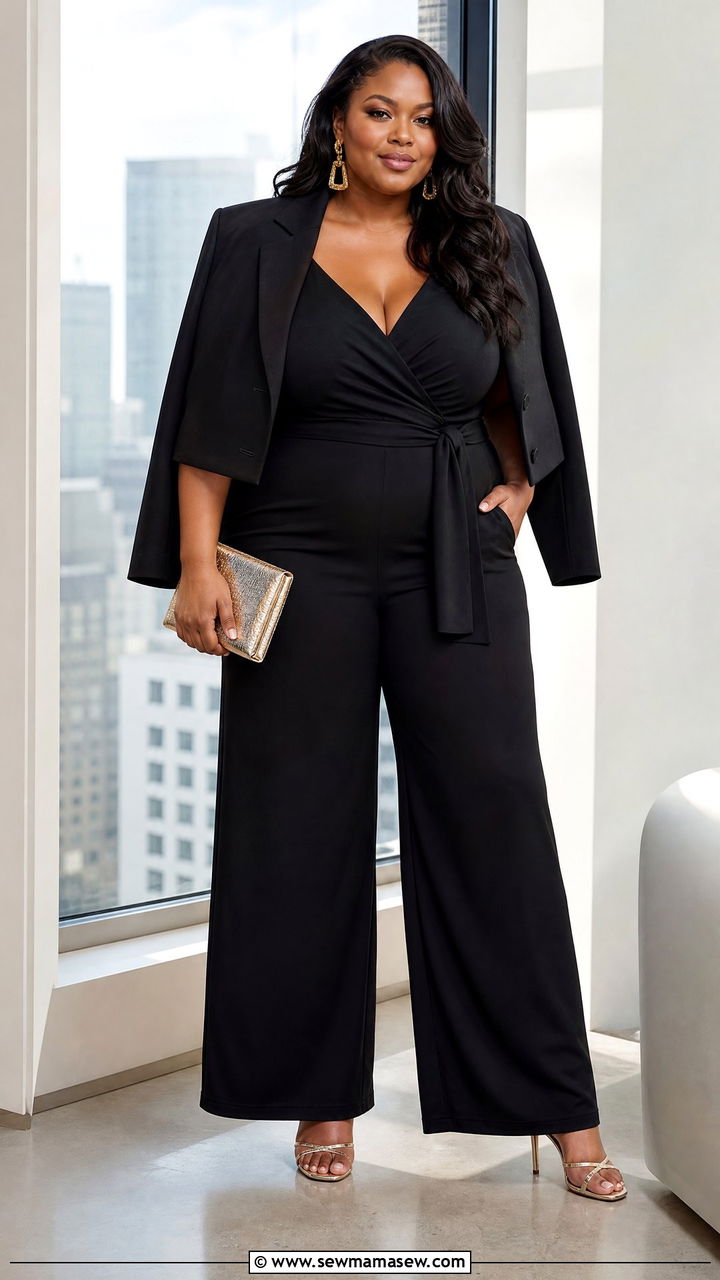 Plus Size Black Jumpsuit Party Outfit - 20 plus size party outfit ideas