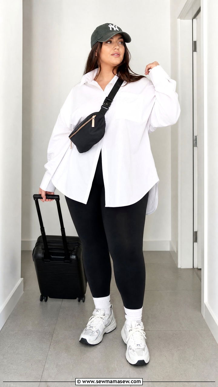 Plus Size Black Leggings And Oversized Shirt Outfit - 20 effortless plus size outfit ideas