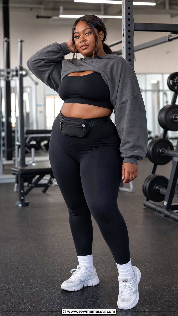 Plus Size Black Leggings Gym Outfit - 20 plus size gym outfit ideas