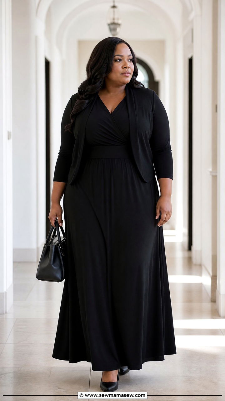 Plus Size Black Maxi Dress Funeral Outfit - 20 plus size funeral outfit ideas