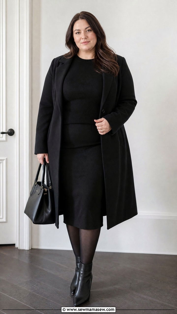 Plus Size Black Midi Skirt And Sweater Funeral Outfit - 20 plus size funeral outfit ideas