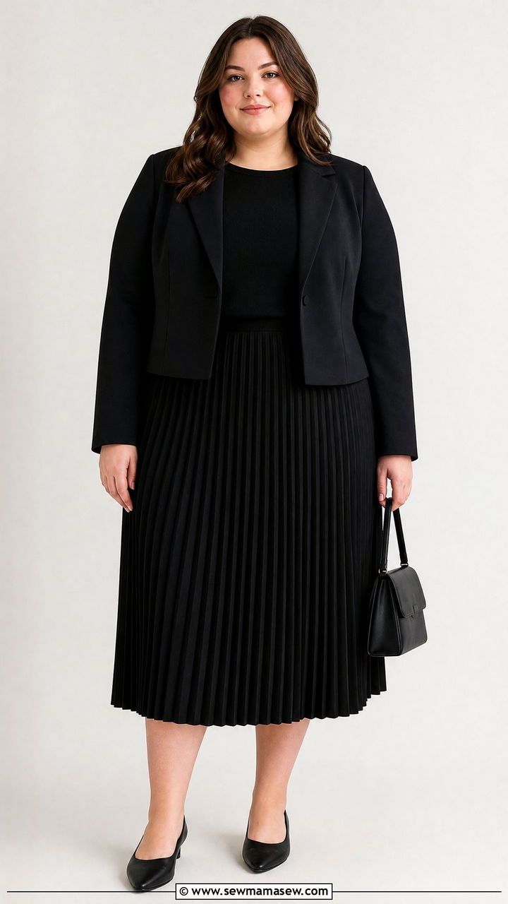 Plus Size Black Pleated Skirt Funeral Outfit - 20 plus size funeral outfit ideas