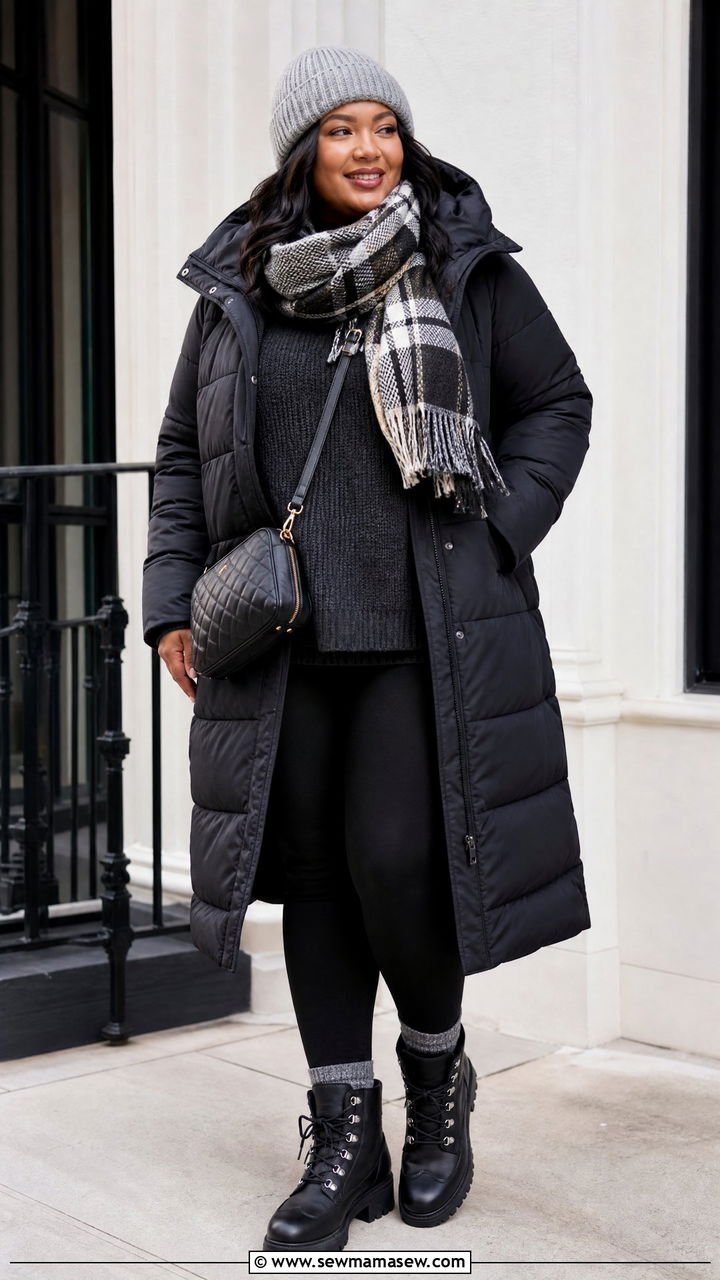 Plus Size Black Puffer Coat Outfit - 20 plus size winter coat outfit ideas