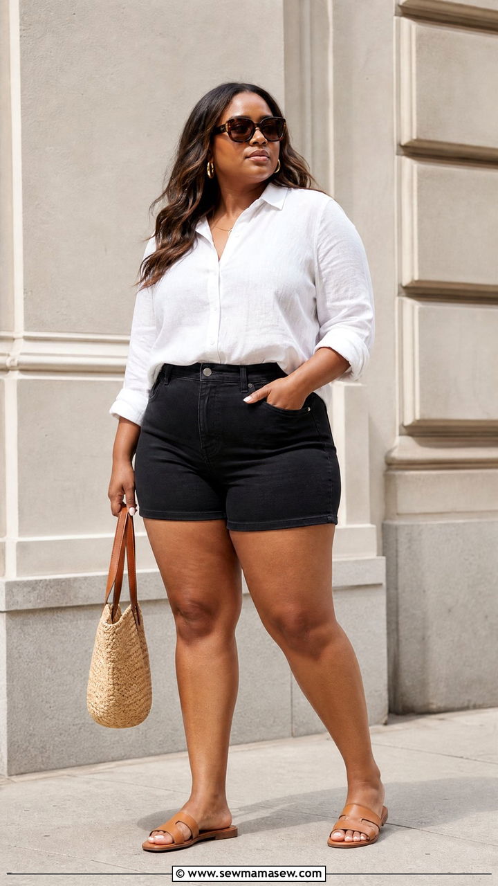 Plus Size Black Shorts Outfit - 20 plus size summer outfit ideas with shorts