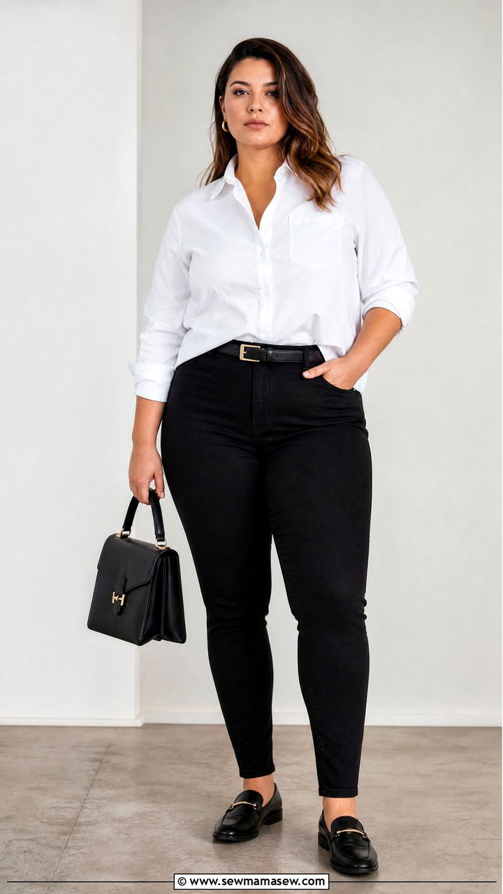 Plus Size Black Skinny Jeans With White Shirt - 20 plus size skinny jeans outfit ideas