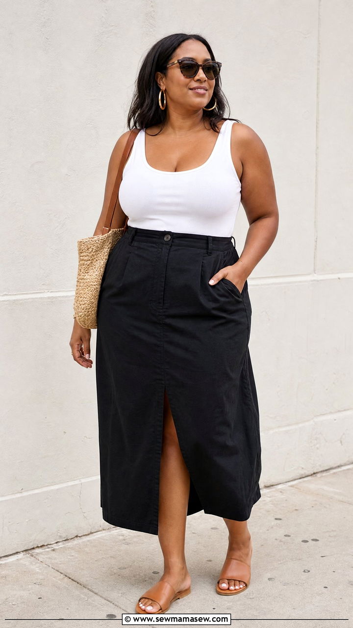 Plus Size Black Skirt Outfit - 20 plus size summer outfit ideas with skirt