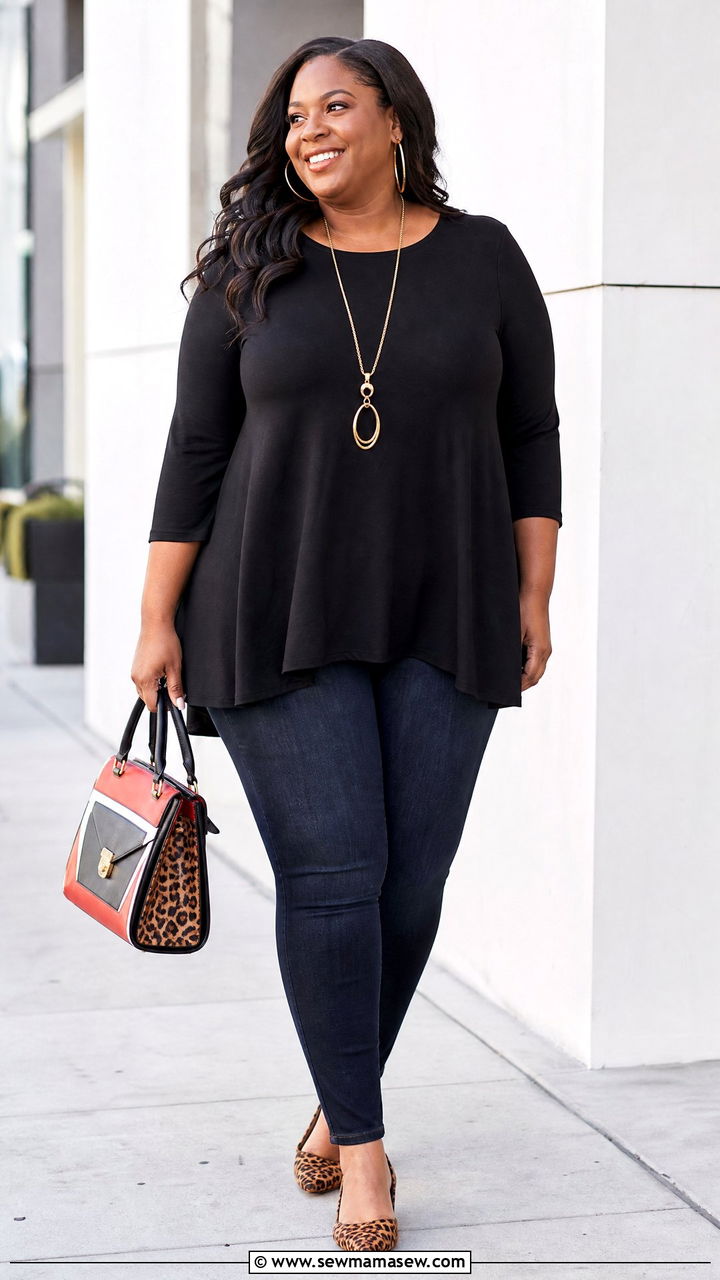 Plus Size Black Swing Top Outfit - 20 plus size swing top outfit ideas